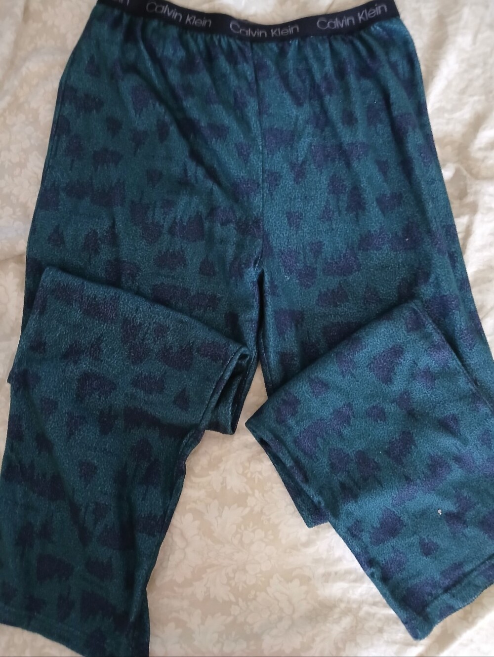 Calvin Klein Teal and Navy Abstract Print Lounge Pants For Big Boys